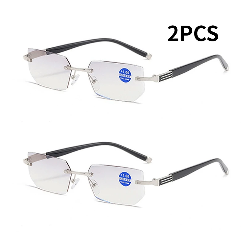 2 قطعة الكلاسيكية خفيفة بدون شفة الذاكرة التيتانيوم المغناطيسي نظارات للقراءة الرجال النساء طويل النظر النظارات قوة + 1.0 ~ + 4.0 #1