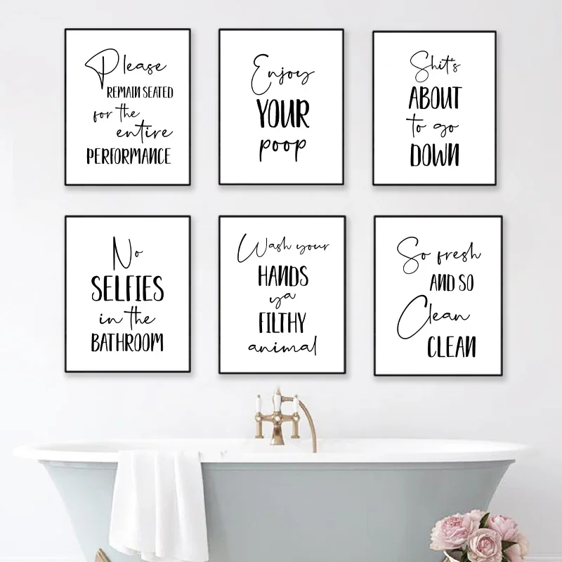 Modern Minimalist Wall Art Interesting Bathroom Signs Alphabet HD Canvas Print Poster Home Living Room Bedroom Decoration