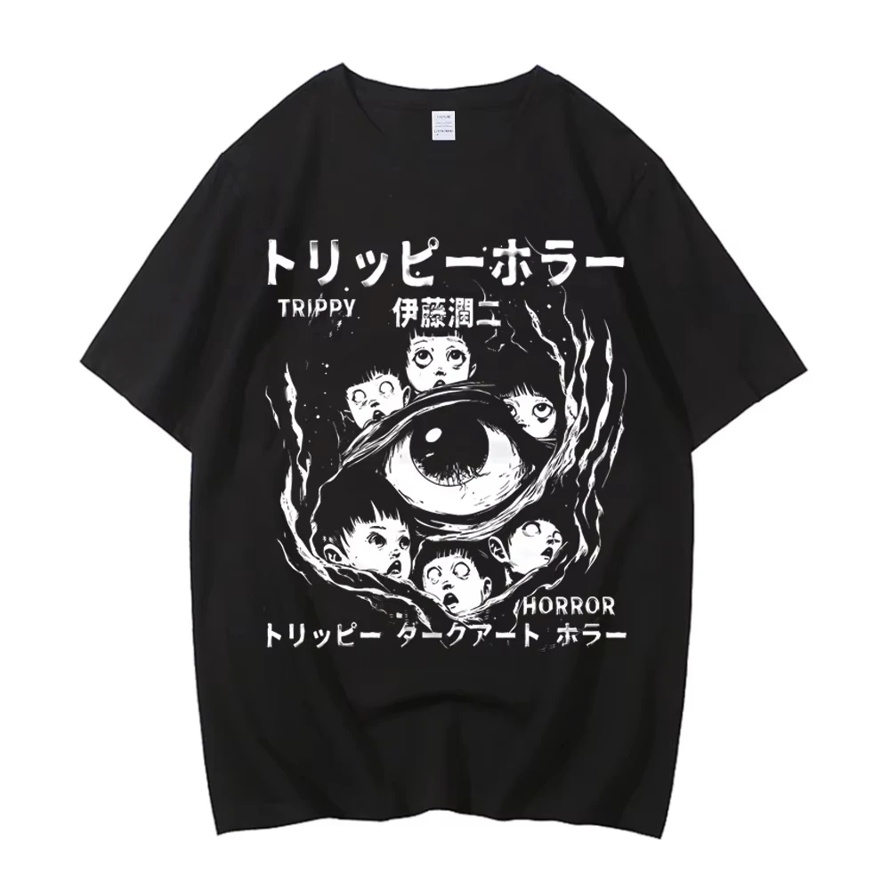 Junji Ito T Shirt Men Punk Hip Hop Tees High Quality Cotton Casual T-shirt Anime Graphic Tees Unisex Streetwear Male