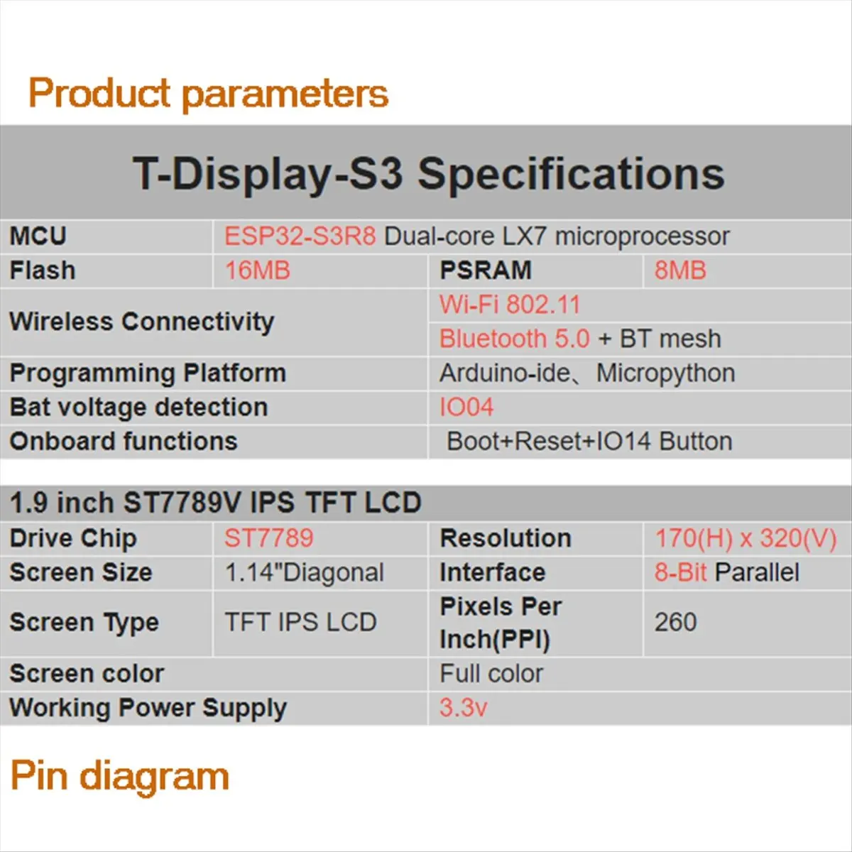 

(A26M) T-Display-S3 ESP32 S3 with 1.9 Inch ST7789 LCD Display Development Board WIFI Bluetooth5.0 Wireless Module 170x320