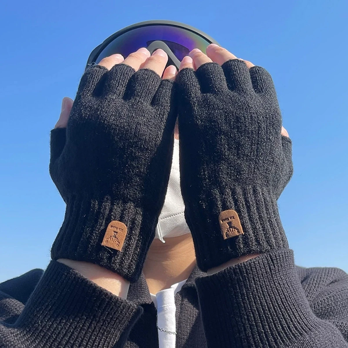Fashion Knitted Half finger gloves warm autumn winter men women casual gloves for work writting or touch screen