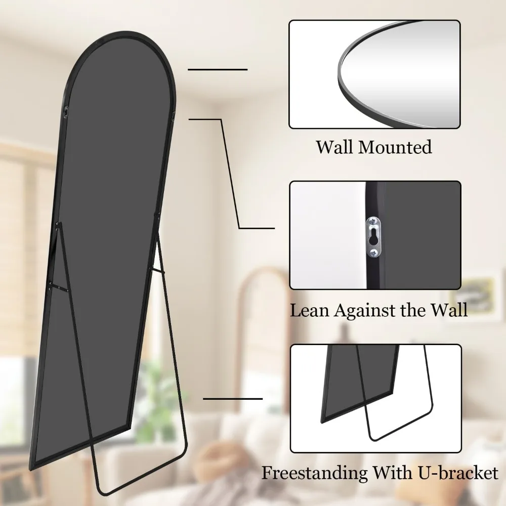 Bodenspiegel in voller Länge 26x71 mit Aluminiumrahmen, stehend oder lehnend, geeignet für den Heim- und Studiogebrauch