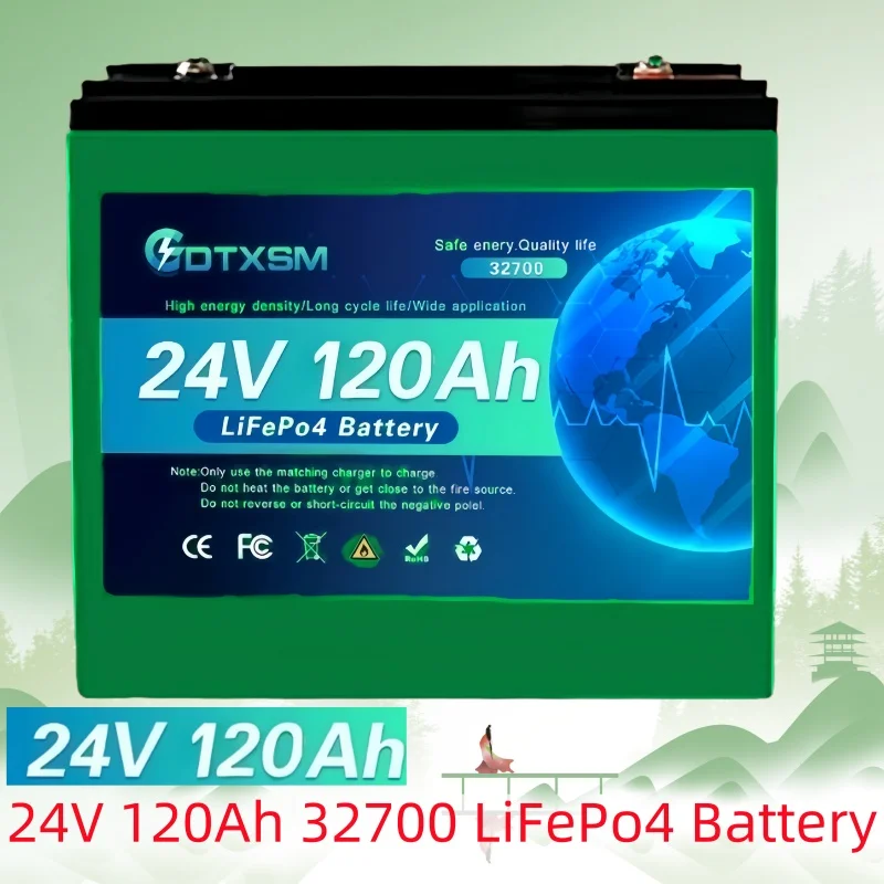 

new 24V100Ah-200Ah LiFePO4 battery BMS 8000+ cycle solar RV golf cart off-grid solar power generation system battery pack.