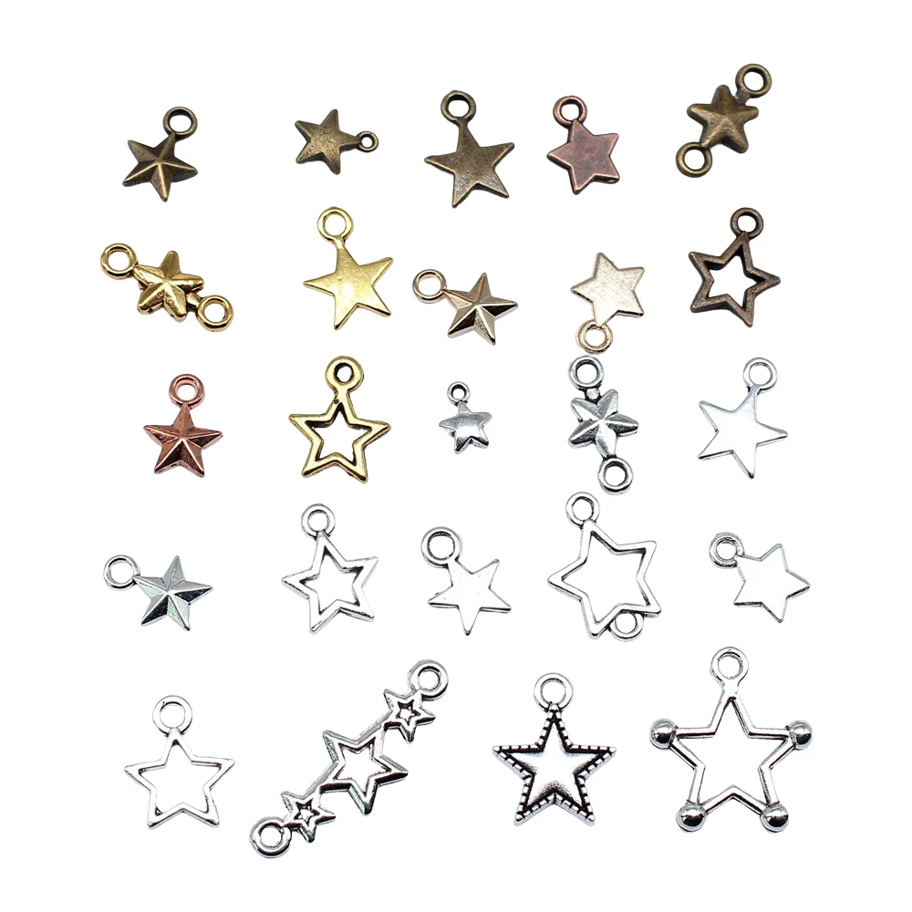 40pcs Charms Star Handmade Pendant Making Fit Vintage Tibetan Silver Color Antique Bronze Plated DIY For Bracelet Necklace