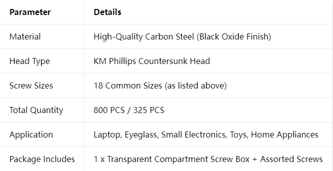 800 Stück Kleine Computerschrauben, PC- und Laptop-SSD-Festplatten-CPU-Kühlkörperschrauben, Miniatur-Brillenschrauben, Elektronik-Schraubensätze – Detail 1