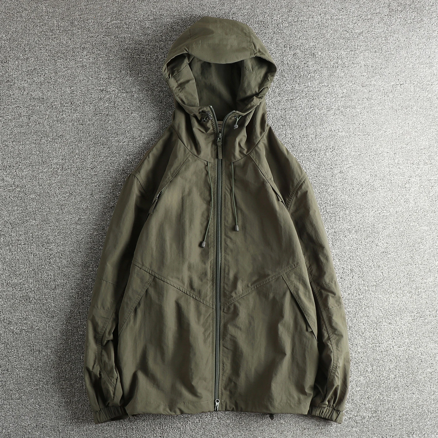 

Spliced multi-pocket hooded windbreaker men's American trendy youth soft-shell jacket coat