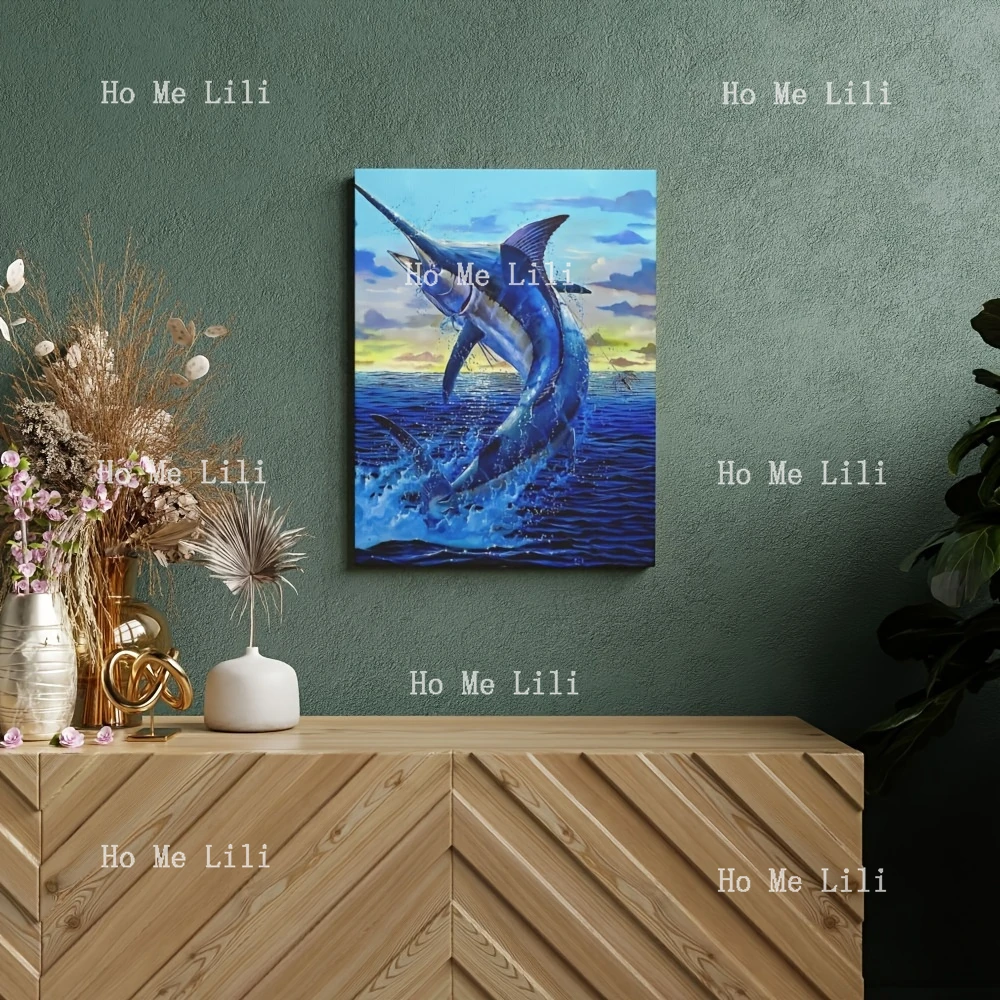 Big Blue Fish Marlin Billy Fish Marine Life Poster Painting Canvas Wall Art Living Room Bedroom Decoration