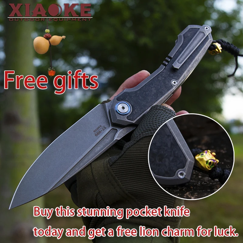 

Professional S35VN Steel Titanium Carbon Fiber Folding Knife, Outdoor Camping Hunting EDC Tool, Premium Collector's Pocket Knife