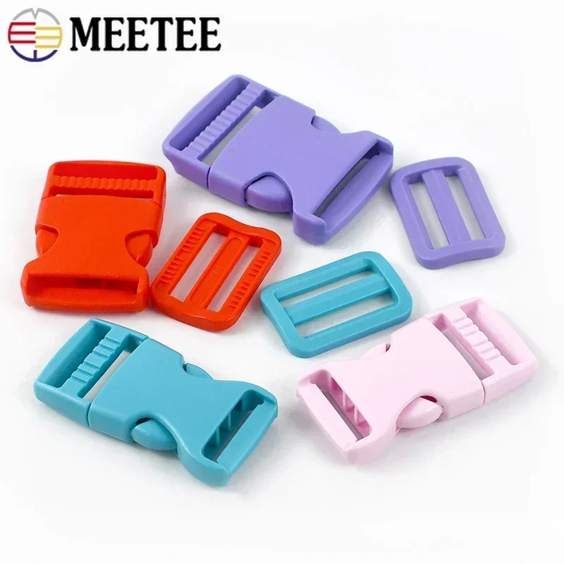 2/5Sets Backpack Buckles for Strap Plastic Release Closure Clasp Tri-Glide Slider Ring Hook Knapsack Belt Loops DIY Accessories