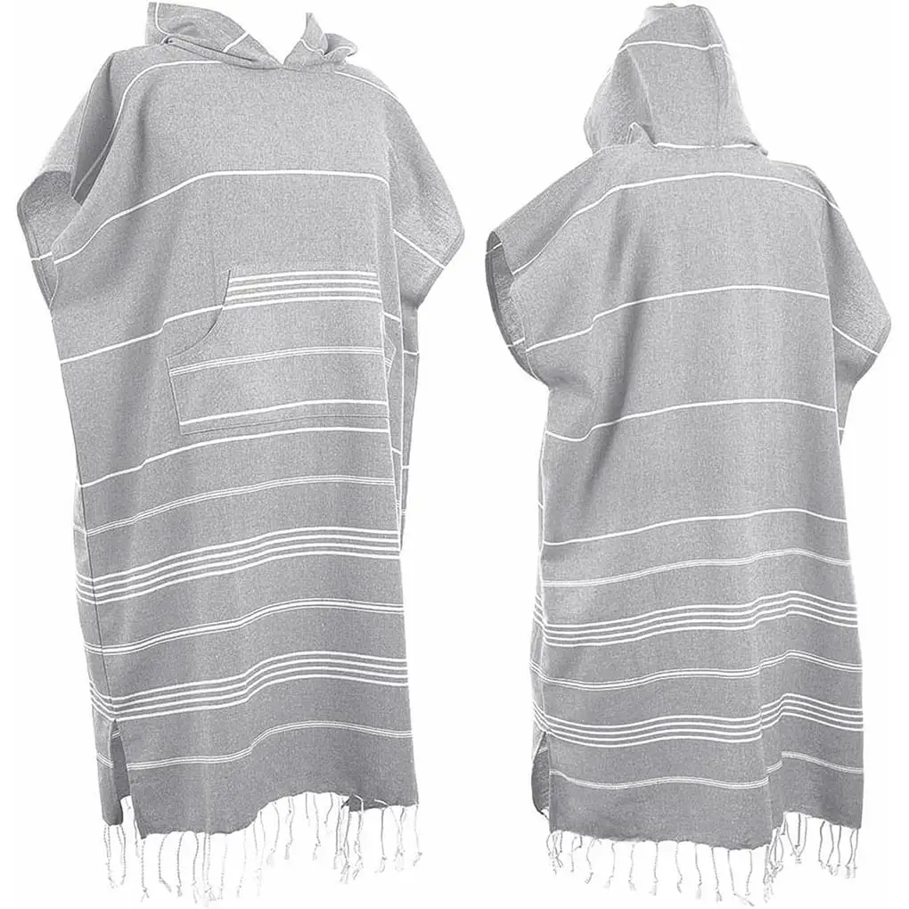 Wearable Turkish Beach Towel Sandproof Cotton Large Surf Poncho Robe Hooded Wetsuit Changing Towel Quick Dry for Beach Travel