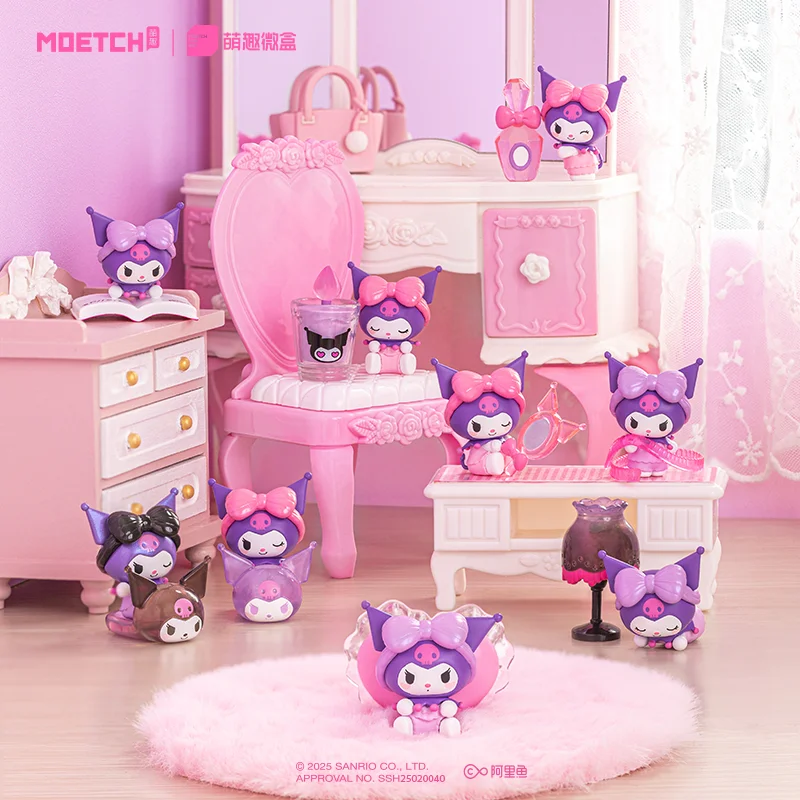 Sanrio kawaii kuromi aconchegante série cottage mini caixa cega figura colecionável brinquedo da moda meninas presente decoração item