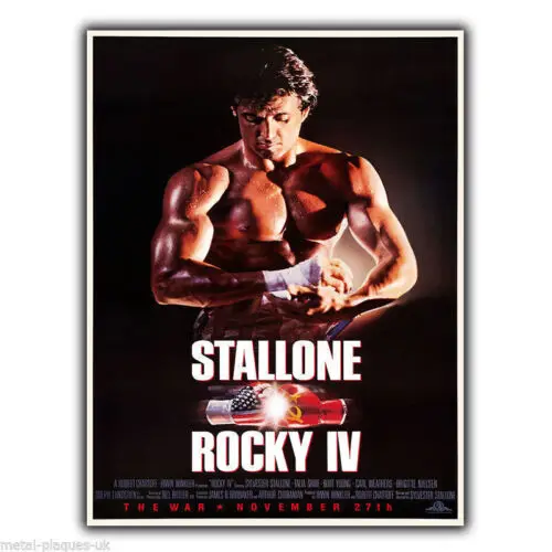 1p, ROCKY IV 4 Filme filme METAL PARED SIGN PLAQUE poster impressão Sylvester
