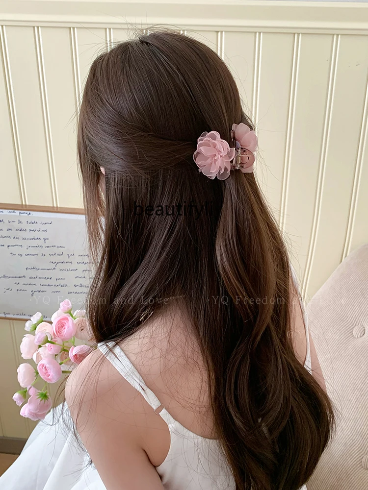 Pure Desire Gentle Camellia Grip Small Size New High Sense Loose Clip Small Shark Clip Hair Clips Hair Accessories