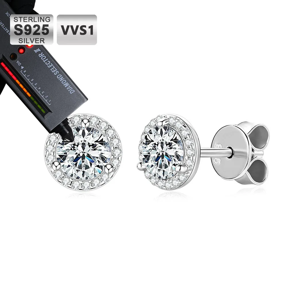 

ICEBLING 925 Silver Moissanite Threaded Men Earrings Women Earrings Set with 1/2ct Moissanite Simple Niche Style