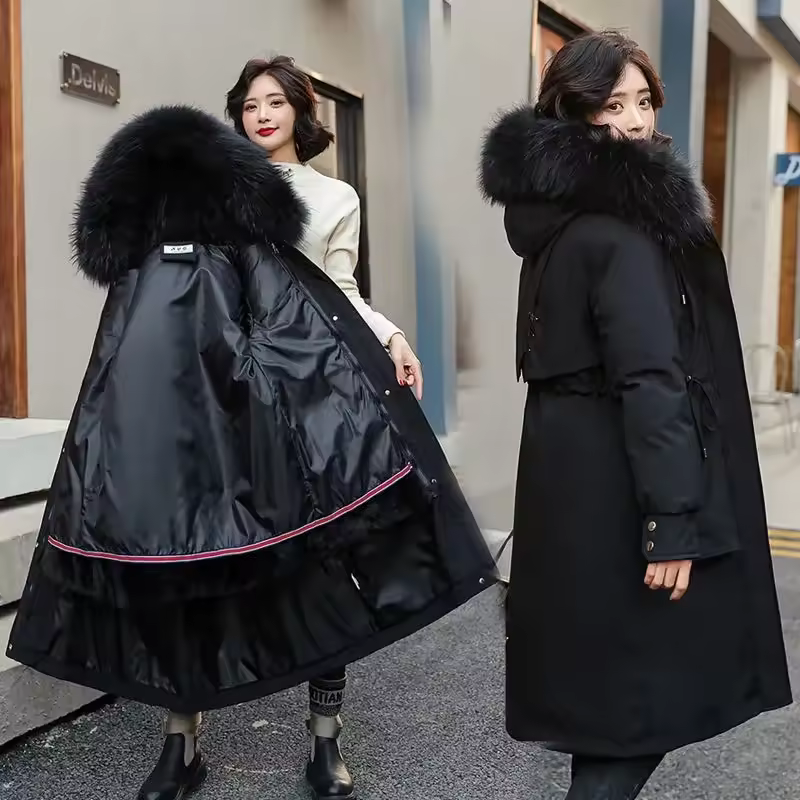 2024 Jackets Coats Outwear New Women's Parkas Winter Jacket Hooded Long Coat Thick Warm Female Cotton Padded Parka Fur Lining - AliExpress 