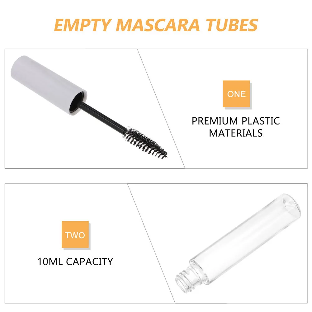 11Pcs Mascara Tubes Empty Plastic DIY Travel Refillable Eyelash Cream Containers Portable Bottle Makeup Supplies