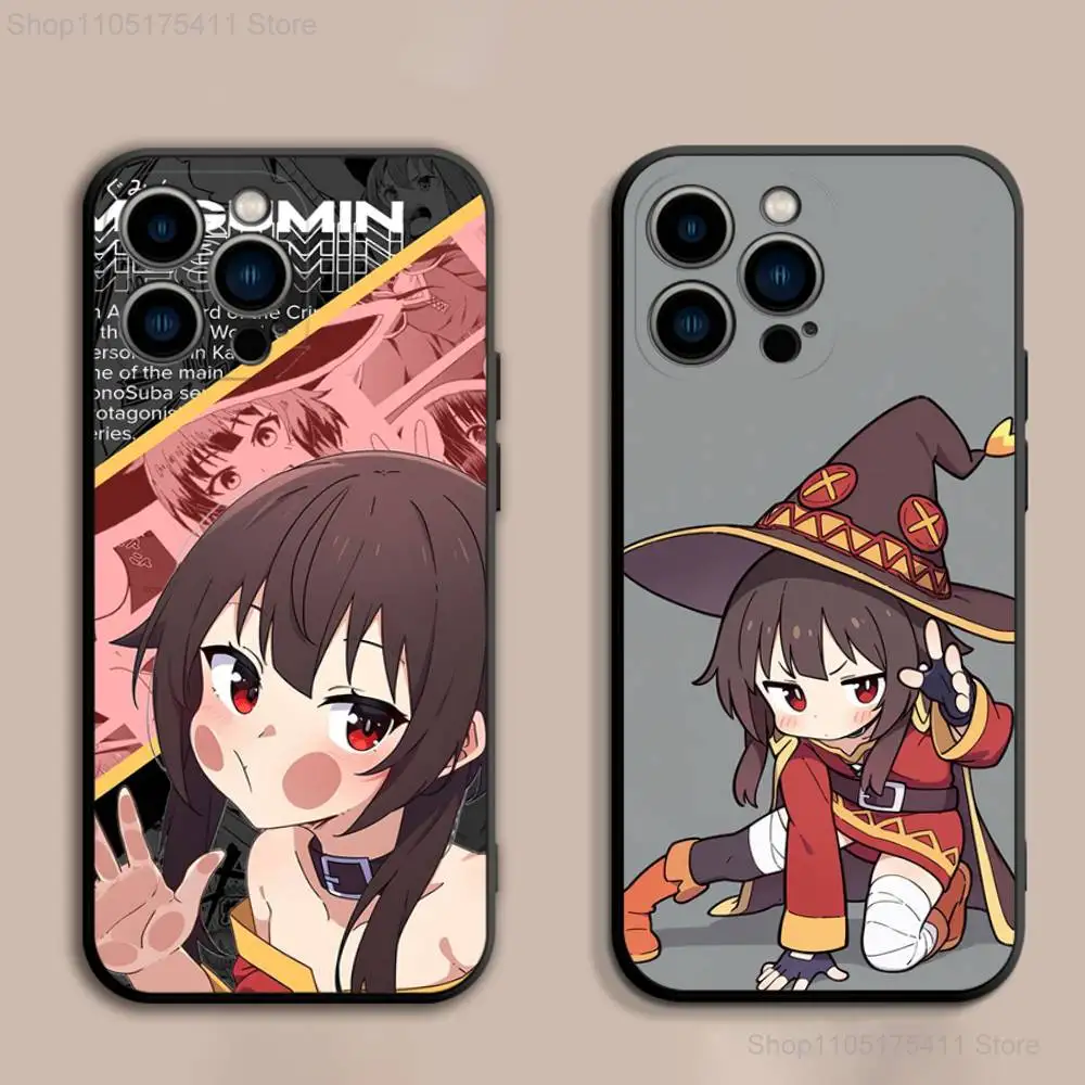 Custodia per telefono MeguminS Anime K-KonoSuba per iPhone 17,16,15,14,13,12,Pro,Max,Plus,E,SE4,Air,Mini Cover morbida nera
