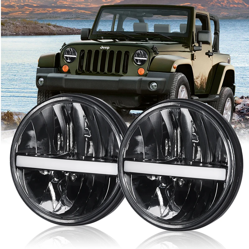 

for Lada Niva Offroad 4x4 Jeep Wrangle JK 7inch LED Headlight High Low Turn Signal Headlamp for Hummer H1 H2