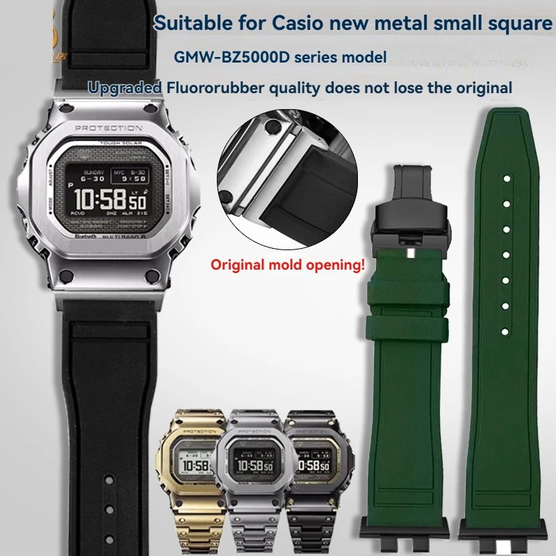 For Casio G-SHOCK Metal Small Square GMW-BZ5000 Series New Series Modified Sports Fluororubber Waterproof Men's Watch Strap