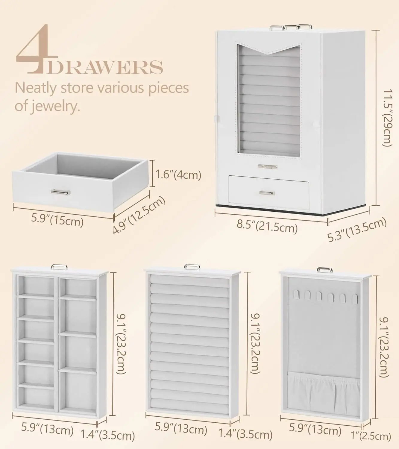 منظم المجوهرات مع خطافات قلادة نافذة شفافة هدية للنساء علبة عرض صندوق المجوهرات لخواتم القلائد #6