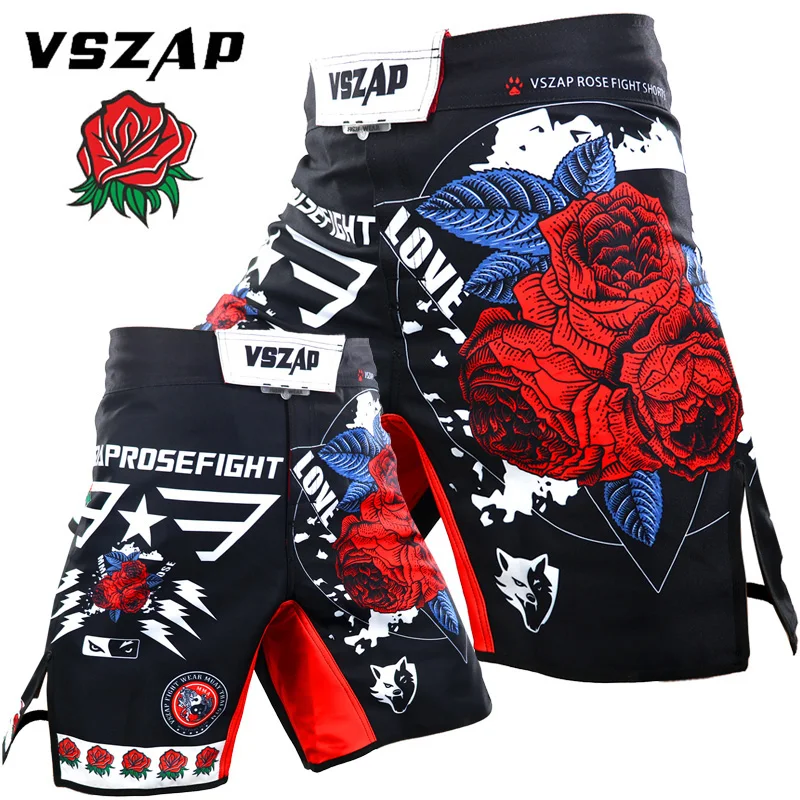 VSZAP Rose Fitness Breathable Sports Ferocious Mma Boxing Shorts Tiger Muay Thai Mma Shorts Fight Shorts Kickboxing Boxing