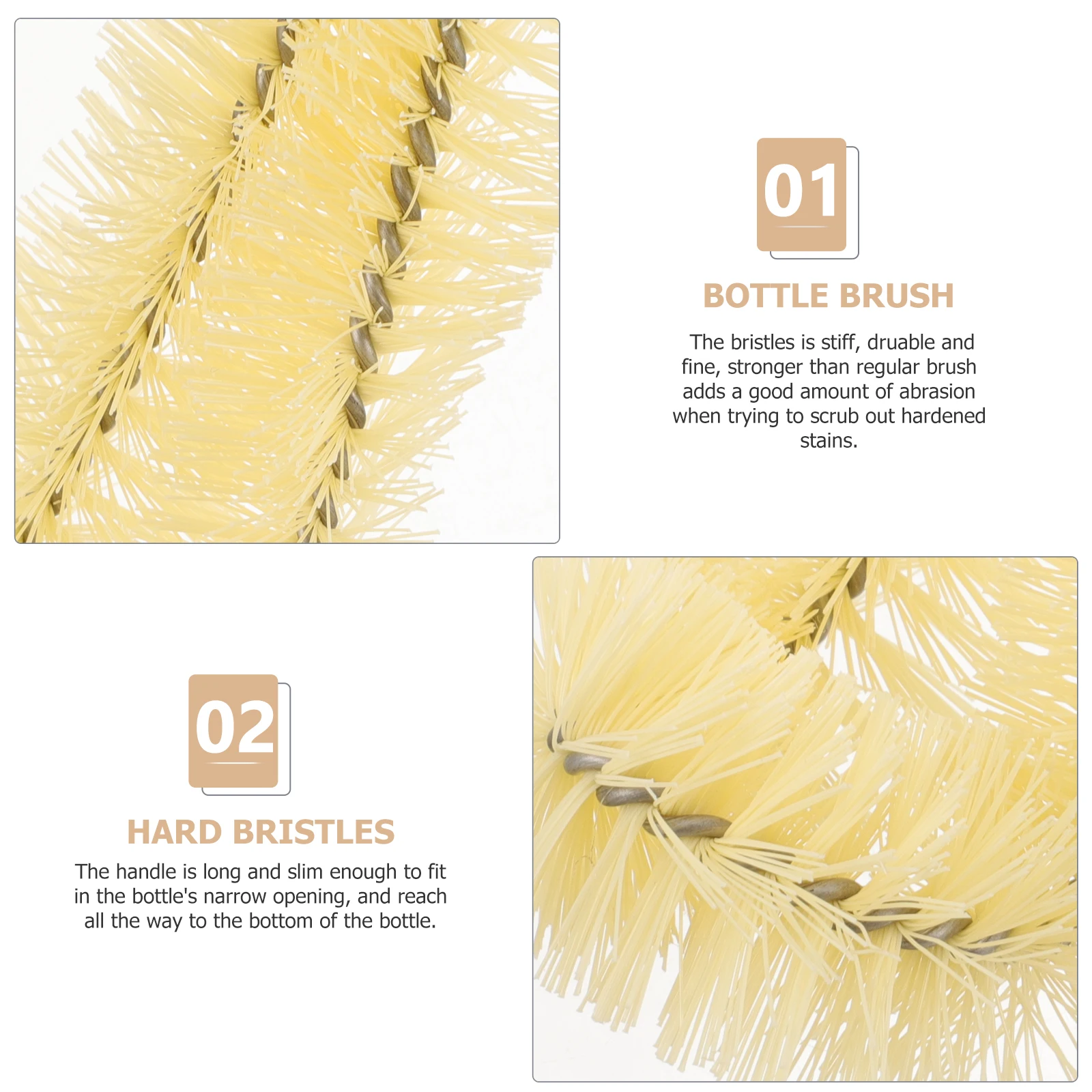 

Bottle Brush Hooked Washing Long Handled Cup Fine Bristle Water Cleaning Chemical-free