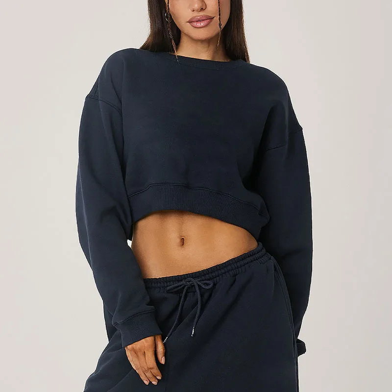 Lente Spice Meisjes Korte Hoodie Crop Casual Soild Lange Mouw Katoenen Tops Streetsports Stijl Pullover Voor Vrouwen Y 2K Kleding