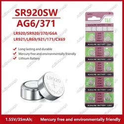 2PCS-50PCS 1.55V AG6 371 SR920SW LR920 SR927 171 370 L921 LR69 SR920 Button Batteries For Watch Toys Remote Cell Coin Battery