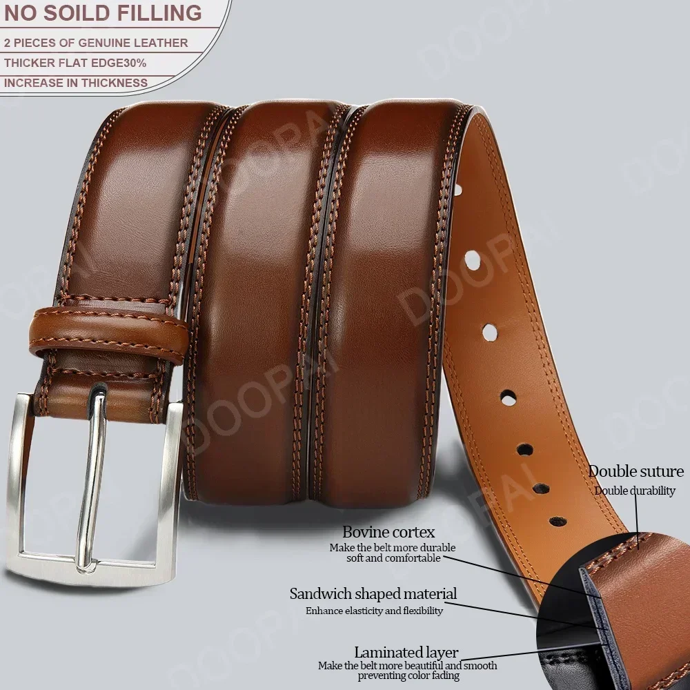 Men\'s Leather Belt Needle Buckle Belt Trendy New Casual Genuine Leather LONG Large Belts Cowhide Men\'s Belt Plus Size Men Belts