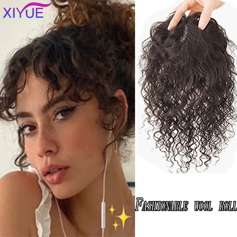 XIYUE Cabeça de Lã Top Remendo de Cabelo Encaracolado, Seam Split, Offline, Branco, Capa, 3-7