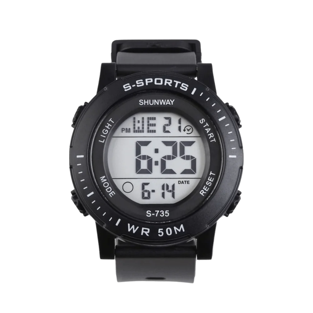 Zegarek sportowy z TPU, prosty zegarek cyfrowy z ABS, wielofunkcyjny zegarek na rękę z dużym ekranem dla mężczyzn