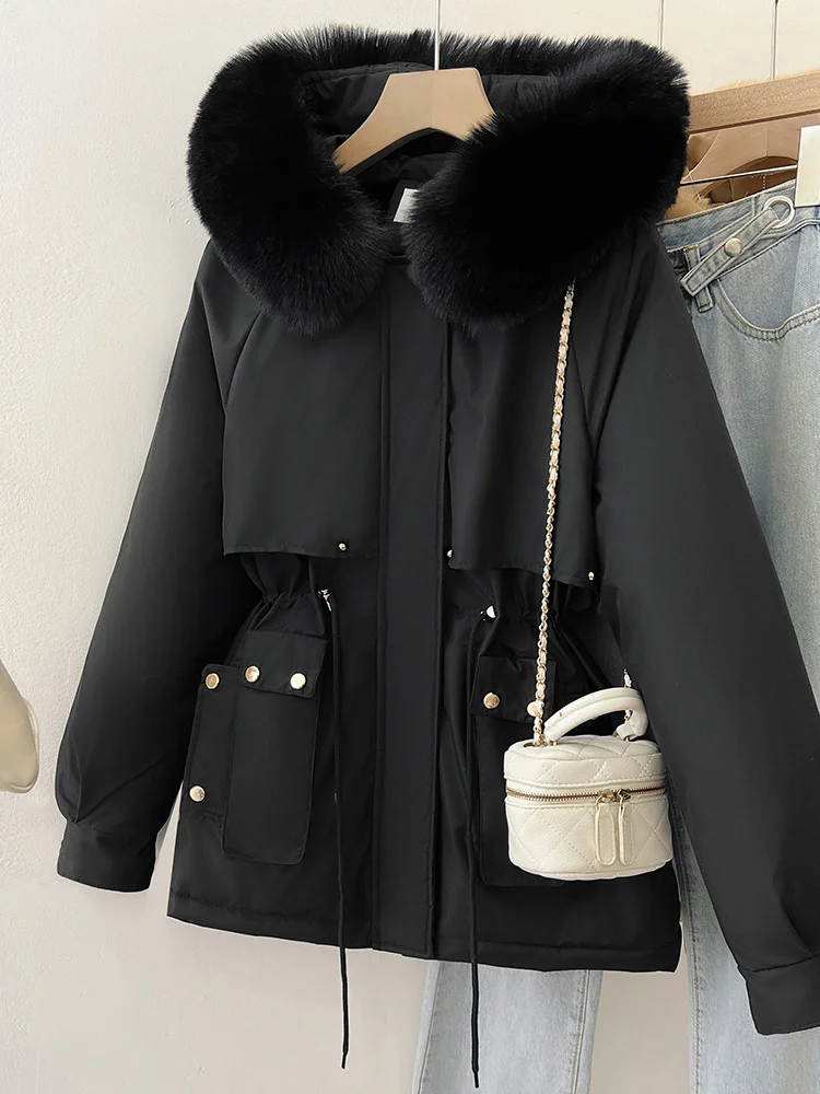 

Двусторонняя женская зимняя парка с воротником-стойкой, оригинальная, без пуговиц, для активного отдыха, с начесом, облегающая, для девушек