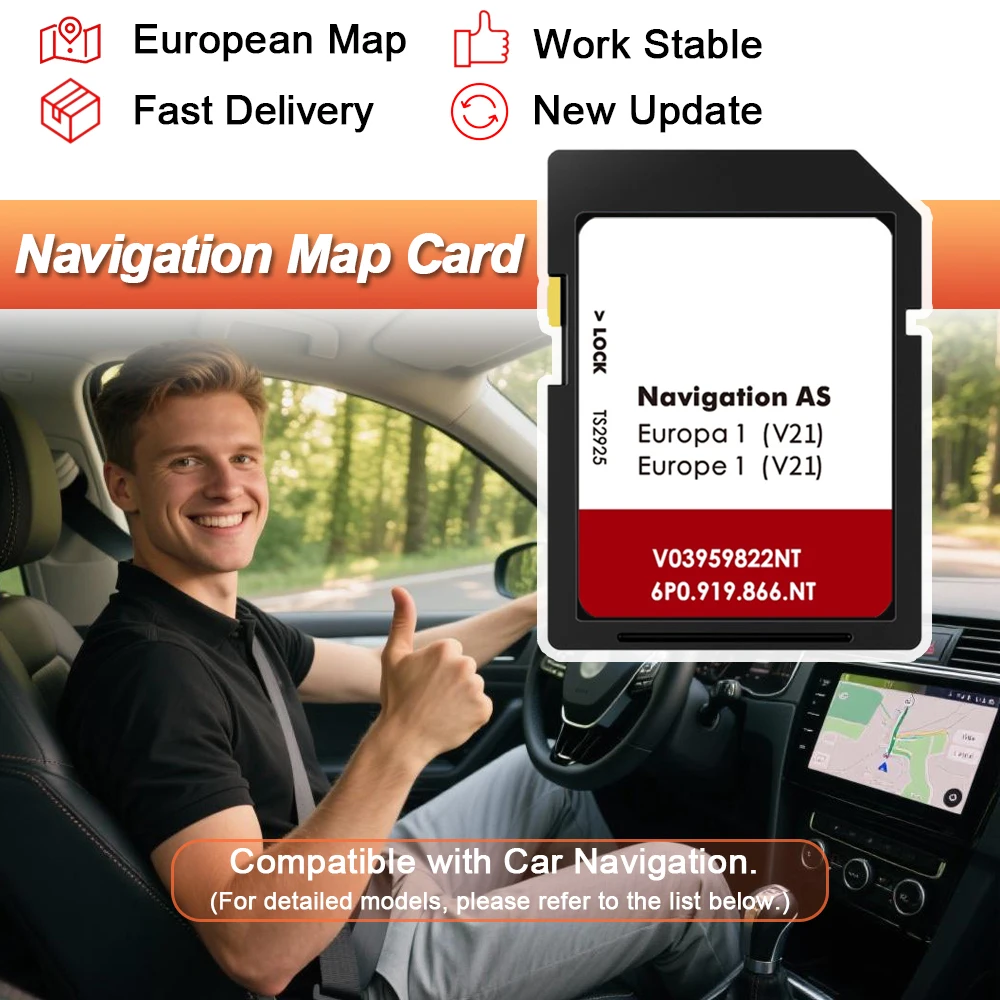 Navi-Kartenkarte für Seat Leon Ateca Toledo Alhambra Ibiza MIB2 Europa Auto GPS Satellitennavigationskarte SD-Karte 32 GB