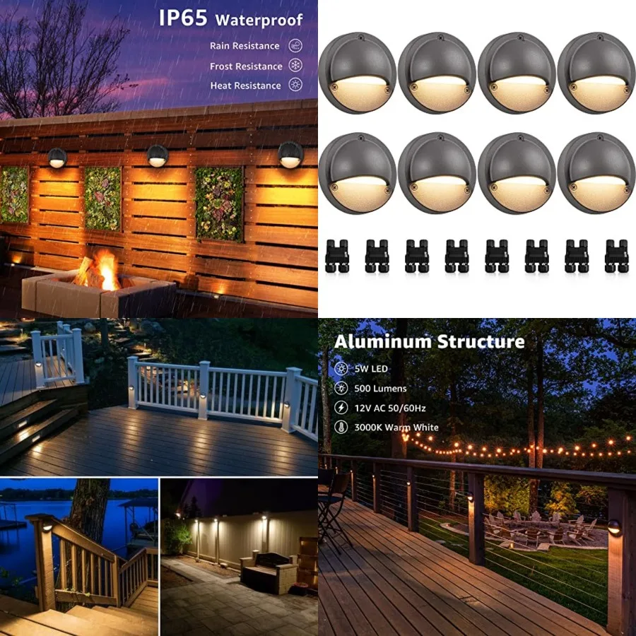 

Low Voltage Deck Lights with Fastlock2 Wire Connector 5W LED Landscape Step Stair Lights Outdoor Accent Lighting Garden Post Fe