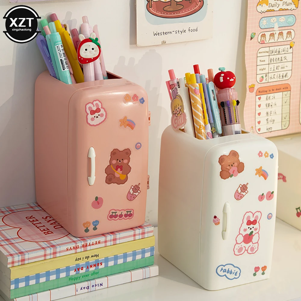 Creative Refrige Pen Holder Large Capacity Multifun Stationery Drawer Storage Box DIY Kawaii Pencil Case Organizer