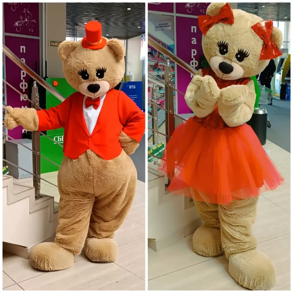 

Orange Dress Teddy Bear Mascot Costume Birthday Wedding Role Play Outfits Halloween Rave Party Adults Anime Fursuit
