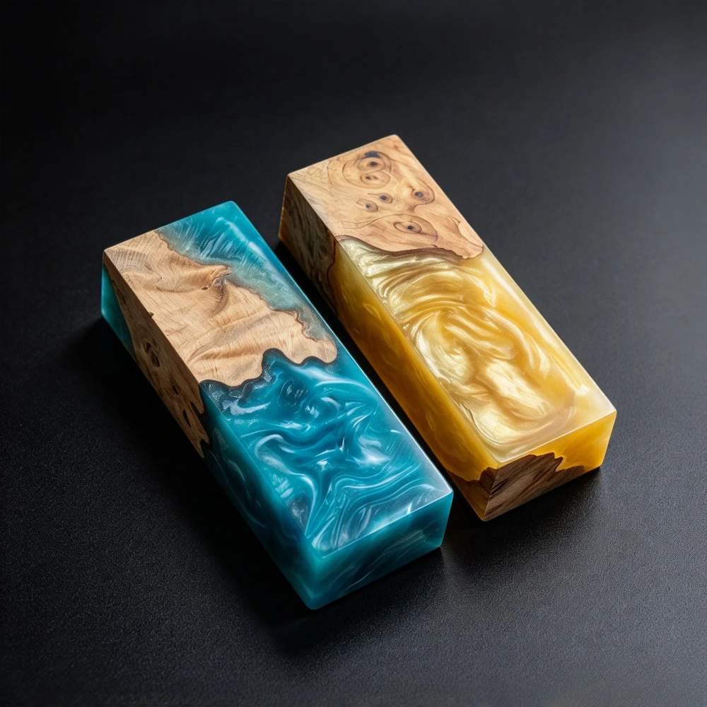 2 Colors & Specifications Resin Mixed Materials with Tree Tumor Wood Handle Material DIY Handle Making Patch Materials