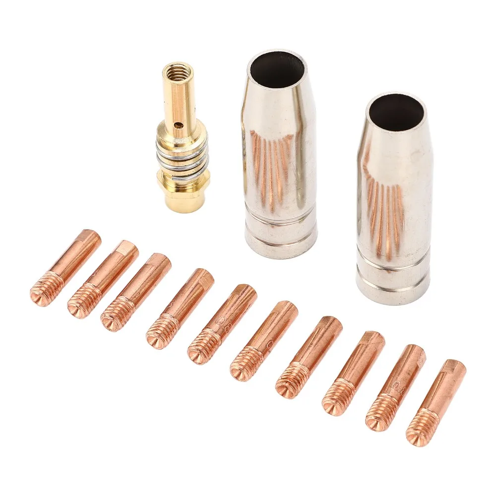 Red Copper Material Welding Contact Tip Nozzle Gas Nozzle Included 0.8mm Tip Size Welding Torch Accessories Kit