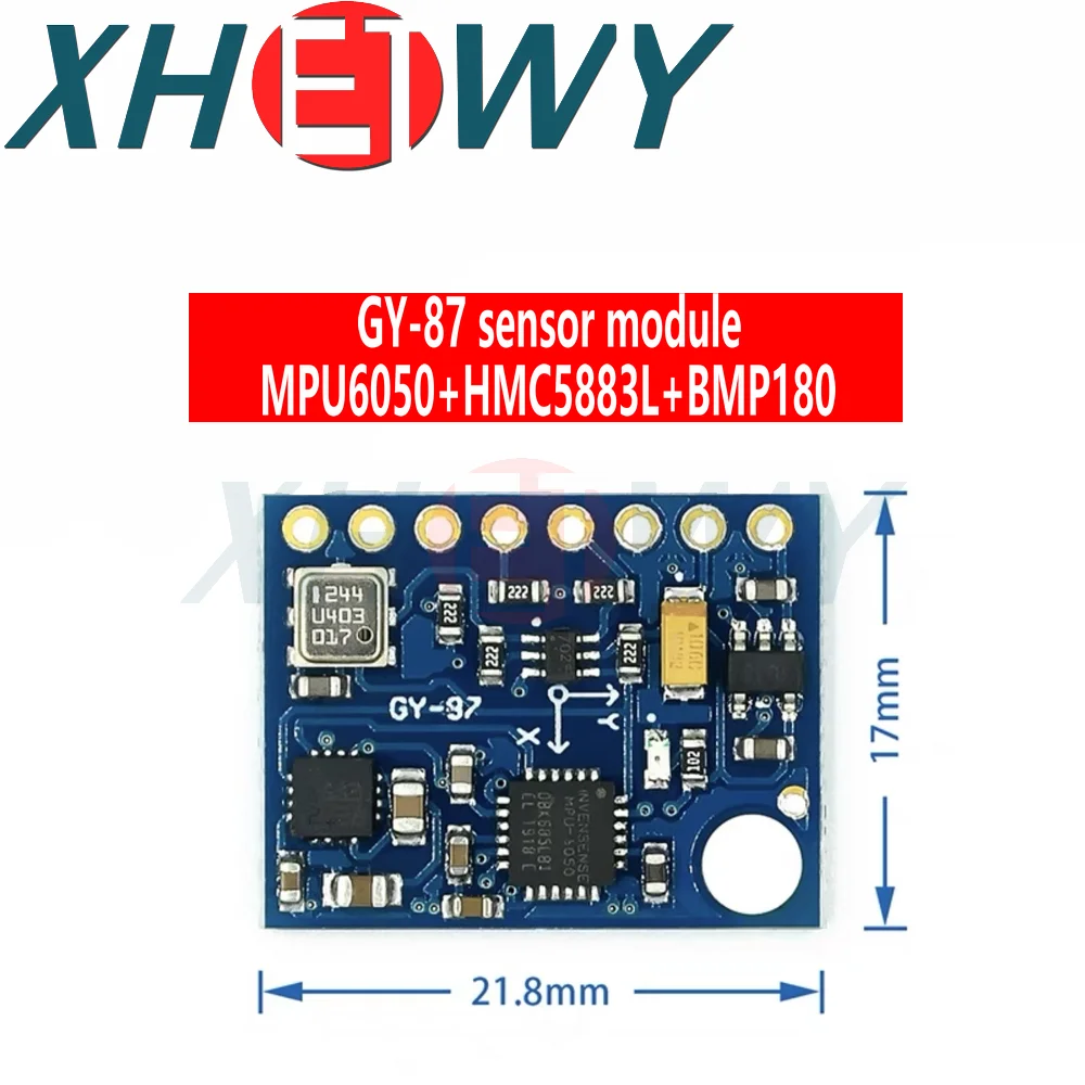 Módulo de Sensor GY-87 10DOF para Arduino Power, alta precisión, 3V-5V, MPU6050, HMC5883L, BMP180, GY87