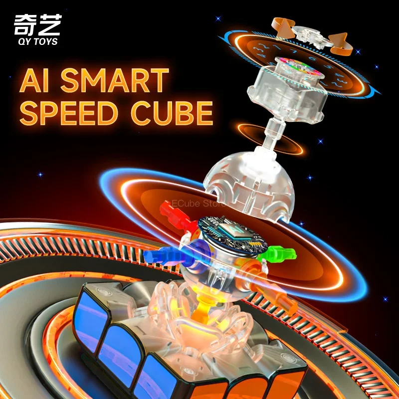 NEW!!![ECube] QiYi Smart Cube 3x3X3 Magnetic Professional Magic Cube 3x3 Speed Art Bluetooth Smart Cube Intelligent AI