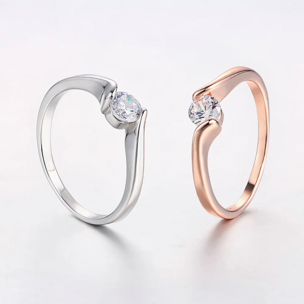 Austrian Cubic Zirconia Engagement/Wedding Finger Rings For Women Rose Gold Color Fashion Brand Jewelry For Women DWR239