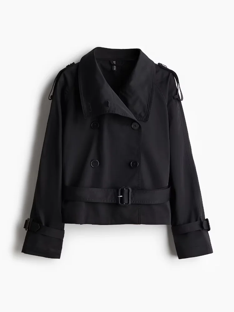 Spring Double Breasted Trench Coats With Belts Women Elegant Stand Collar Long Sleeve Jacket Office Lady Windbreaker Street Tops