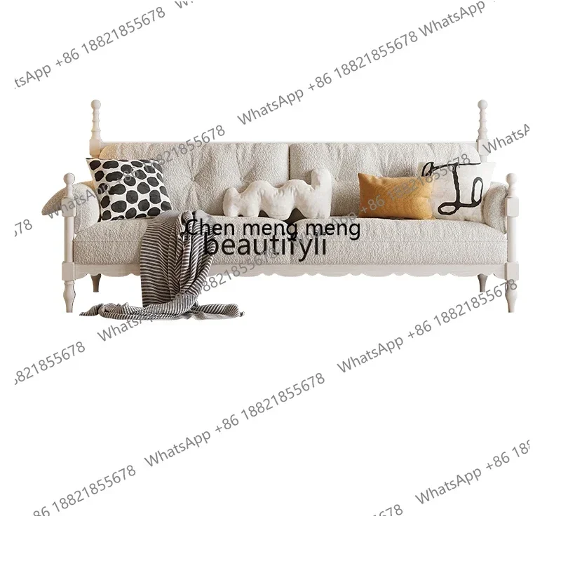 

X 32 Italian light luxury lamb wool sofa living room small apartment modern simple straight row first layer cowhide sofa