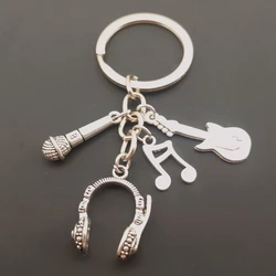 1Pc Music DJ Headset Keychain Guitar Musical Note Keyring Gifts for Men Women Gift Jewelry Diy Supplies