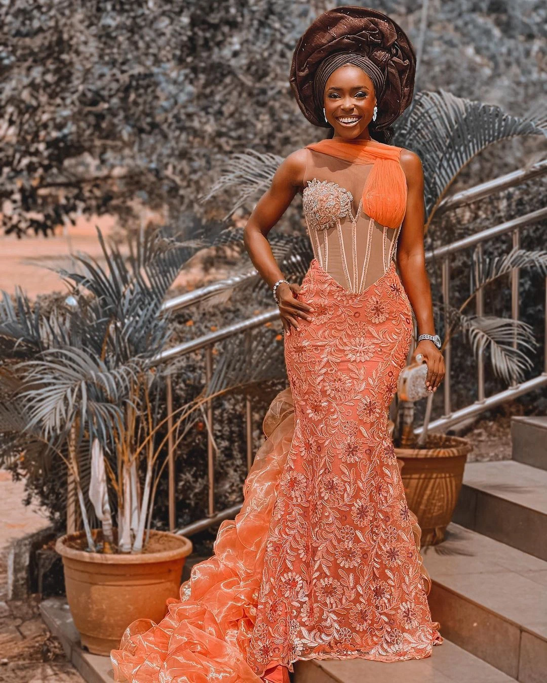 African Mermaid Evening Dresses For Women Wedding Party Gowns Sleeveless Lace Ankara Style Prom Gowns Aso Ebi Special Occasion