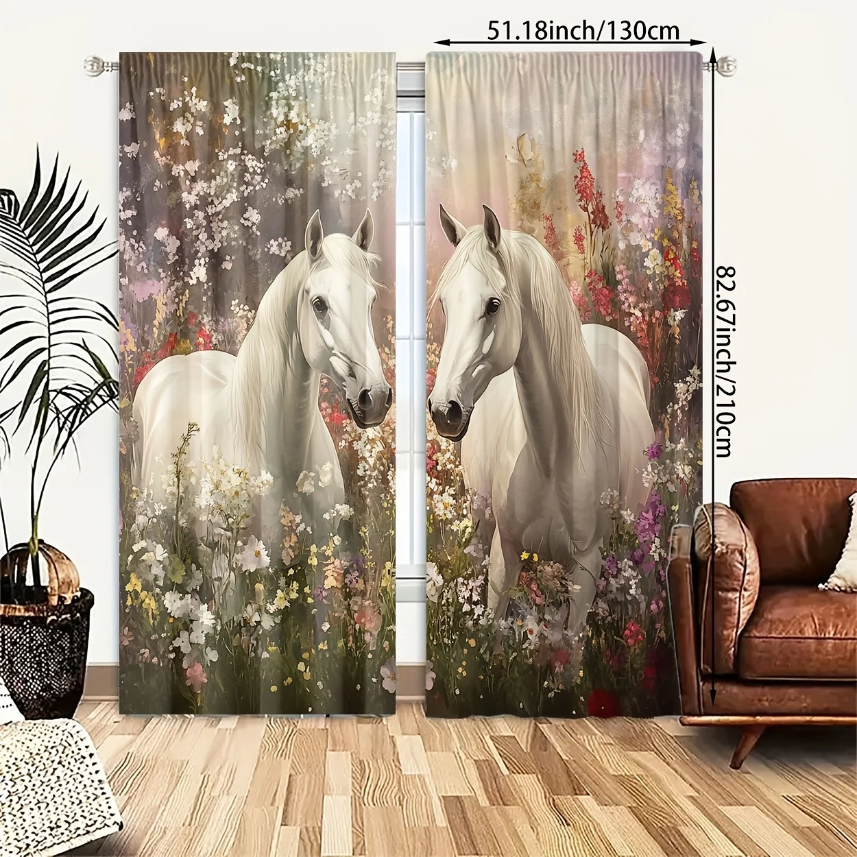 Aesthetic Horse Floral Curtain - Home Office Romance avaliação e preço