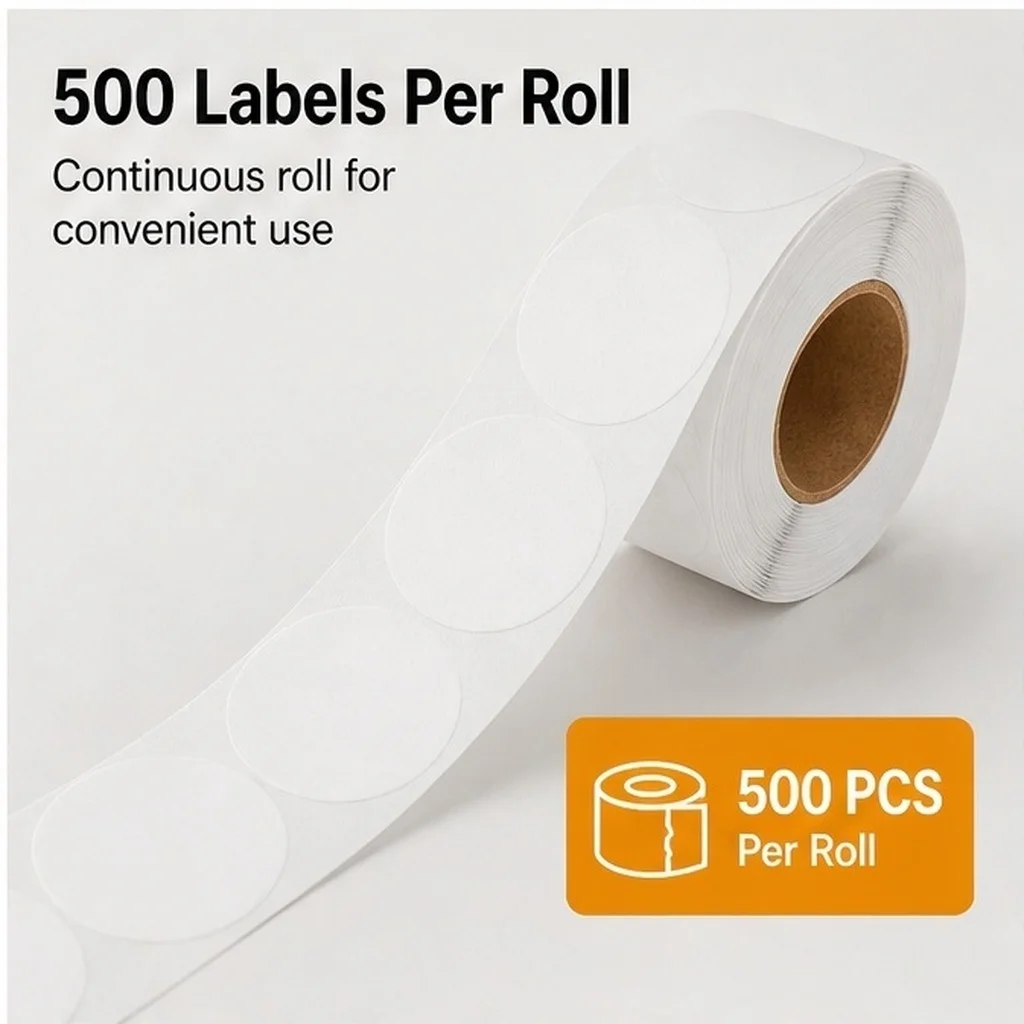 500Pcs White Round Blank Labels 25Mm Self Adhesive Sticker Rolls for Labeling Jars Bottles Containers Price Tags Name Tags