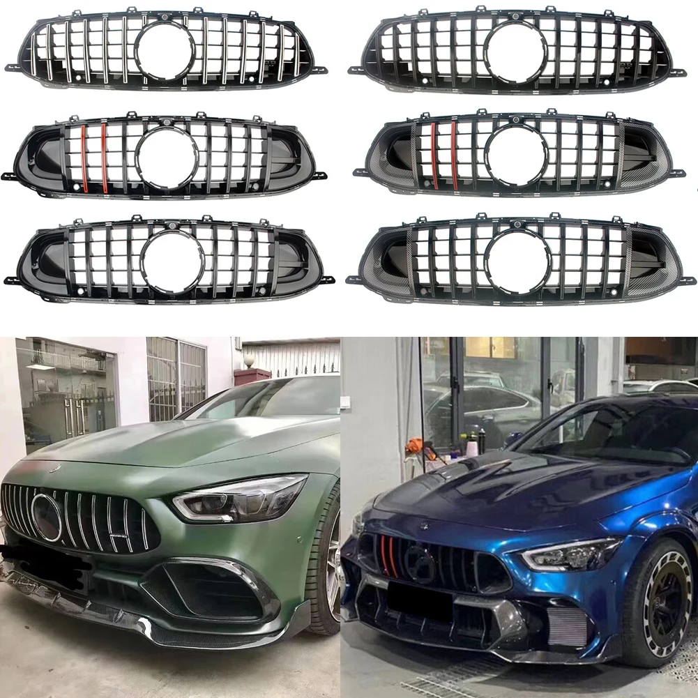 Front Racing Facelift Grill Upper Bumper Grilles For Mercedes-Benz X290 C290 AMG GT 43 GT53 GT63 2018 2019 2020 Four Doors