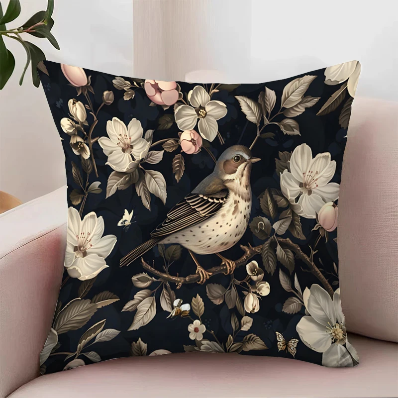 Cushion Cover 50x50 Birds Standing on Tree Branches 45x45 Cushions Cover for Pillow Cases 45x45 Pillowcase 45*45 Home Decoration