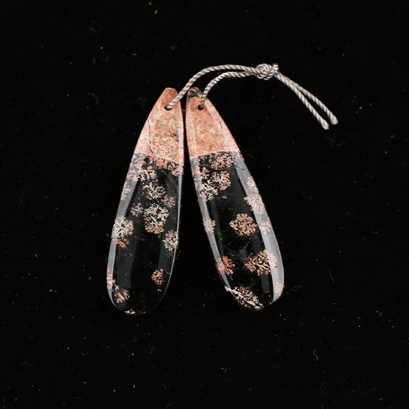 B&F Snow Flake Obsidian Earring Beads for Jewelry Making, Handmade Natural stones beads, Stones for jewelry Making Supplies